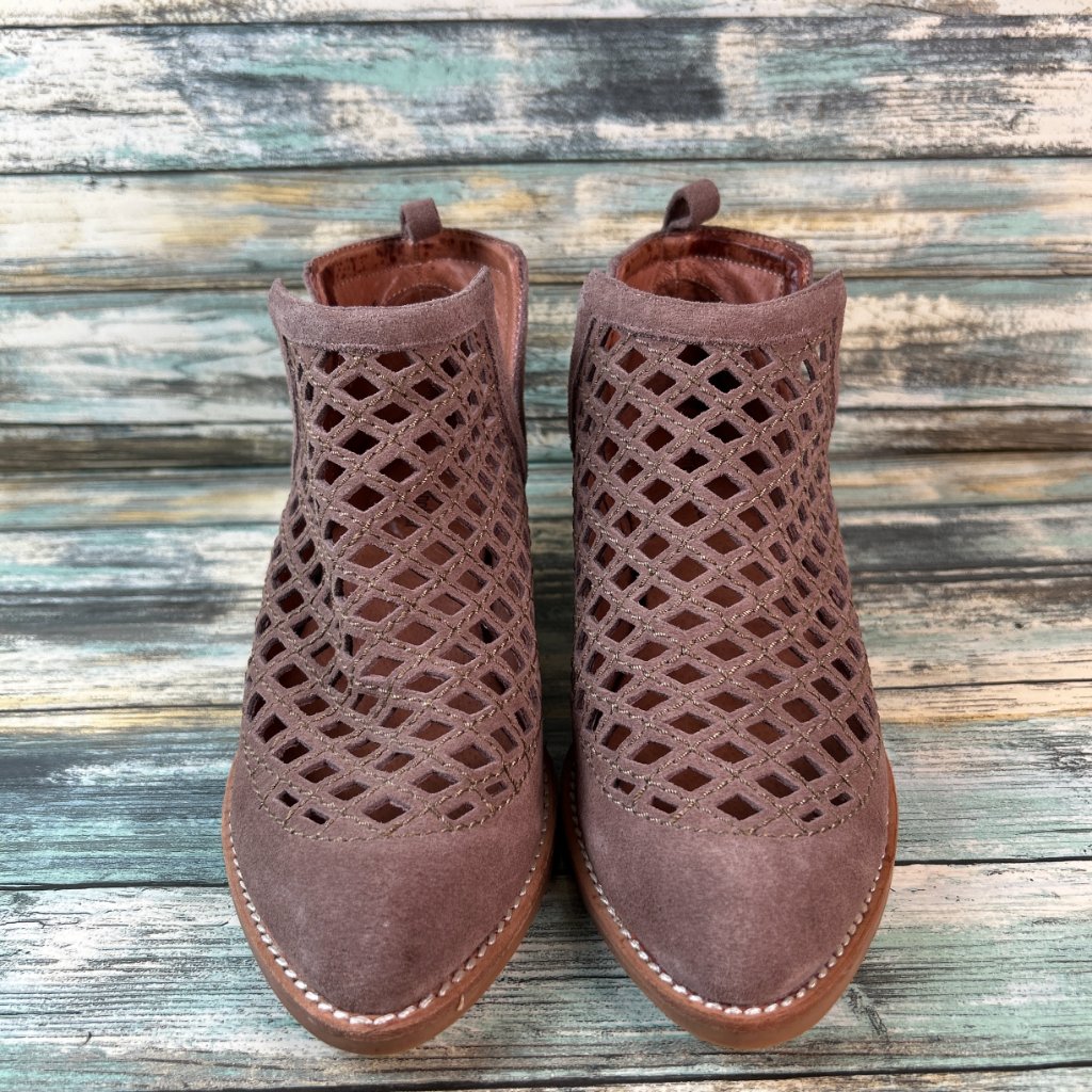 Jeffrey Campbell Ankle Boots Womens Size 7.5m Taupe/Brown Leather Dress Slip On